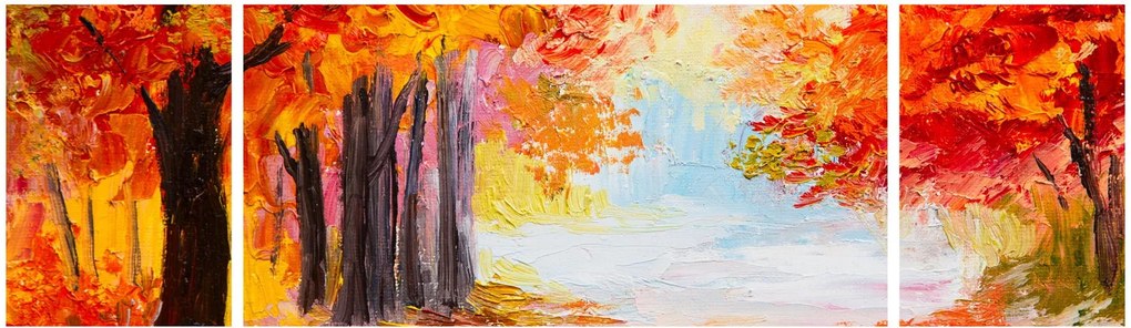 Obraz - Obraz olejny, kolorowa jesień (170x50 cm)
