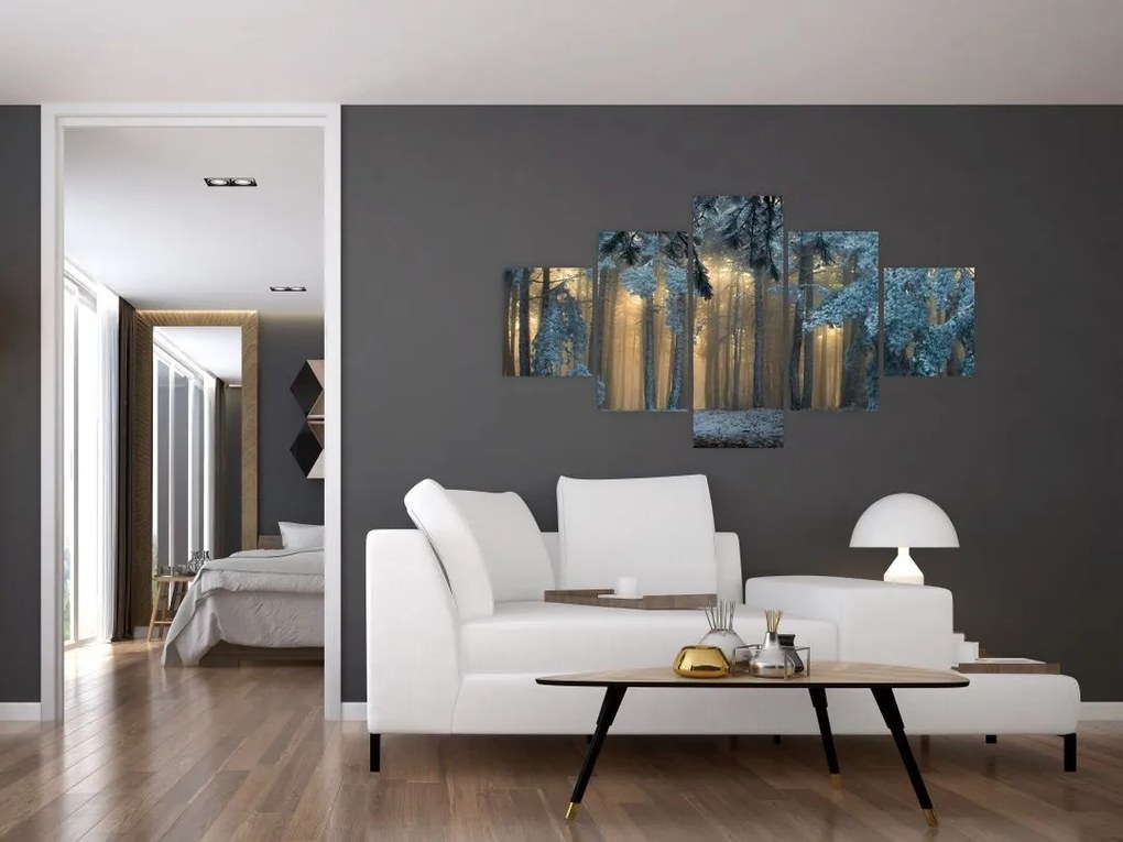 Obraz zaśnieżonego lasu (125x70 cm)