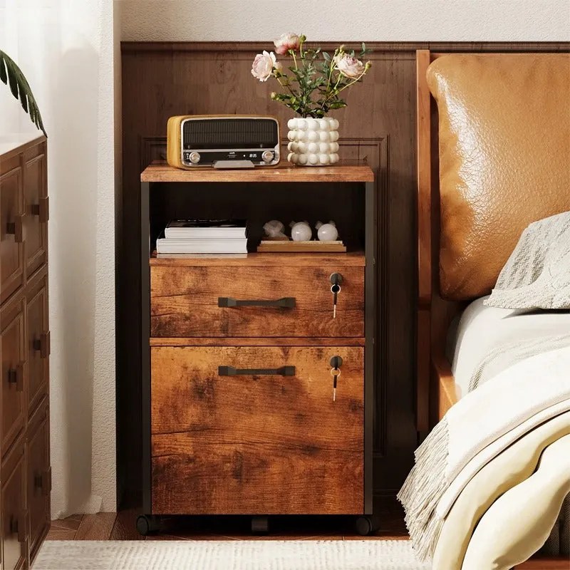 Szafka na kółkach kontenerek na dokumenty szufladami zamykana na kluczyk