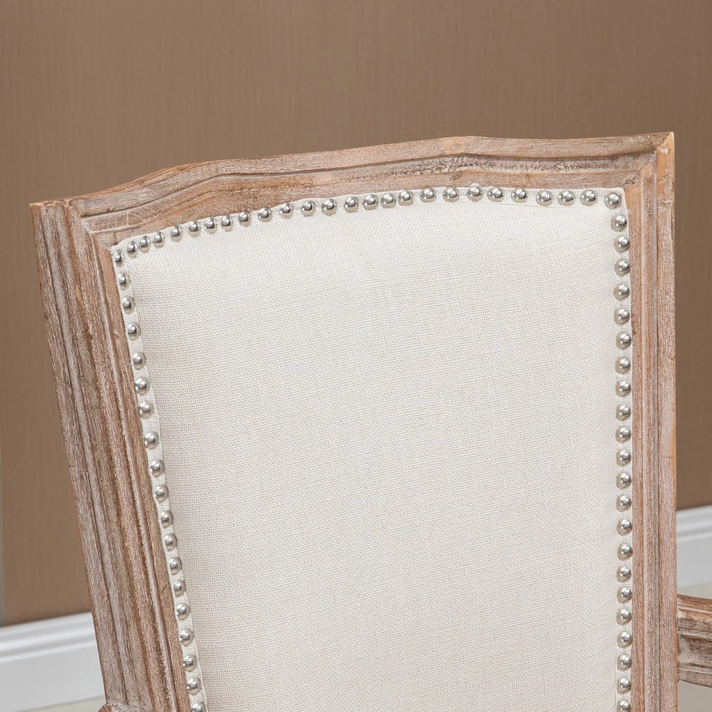 HOMCOM Krzesło Jadalniane Styl Francuski Dekoracja Nitami Kremowe Wygodne | Aosom PL