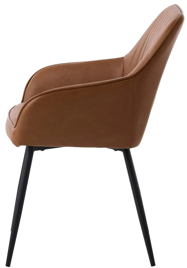 Brązowe krzesła z imitacji skóry z podłokietnikami zestaw 2 szt. Nolan Stripe – Unique Furniture