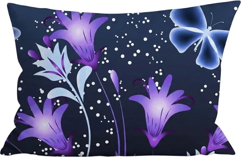 Poszewka na poduszkę z mikrofibry VIOLET BUTTERFLY 70x90 cm, ciemnoniebieska
