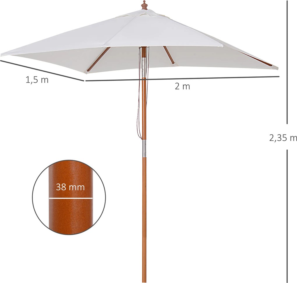 Outsunny Parasol Ogrodowy Składany KremowoBiały Praktyczny i Stylowy 200x150x235cm | Aosom PL