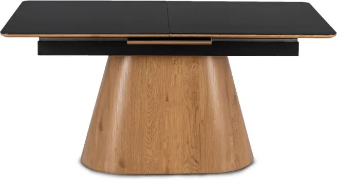 Stół Rozkładany Prostokątny LIZBONA 160-200 cm Ceramiczny Czarny/Dąb do Jadalni Nowoczesny