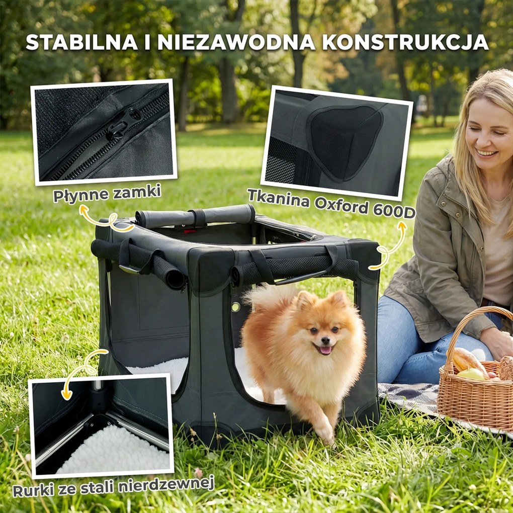 PawHut Składana torba transportowa dla psa z poduszką, zdejmowanym i nadającym się do prania pokrowcem, wykonana z tkaniny Oxford, dla psów do 22 kg, zielony wojskowy | Aosom PL