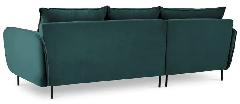 Ciemnozielona narożna aksamitna sofa lewostronna Cosmopolitan Design Vienna