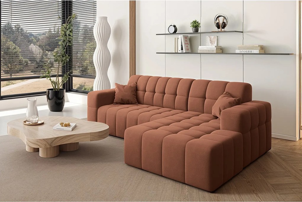 Narożnik w kształcie L NIMES, tkanina Portland, Miedziany, Prawy