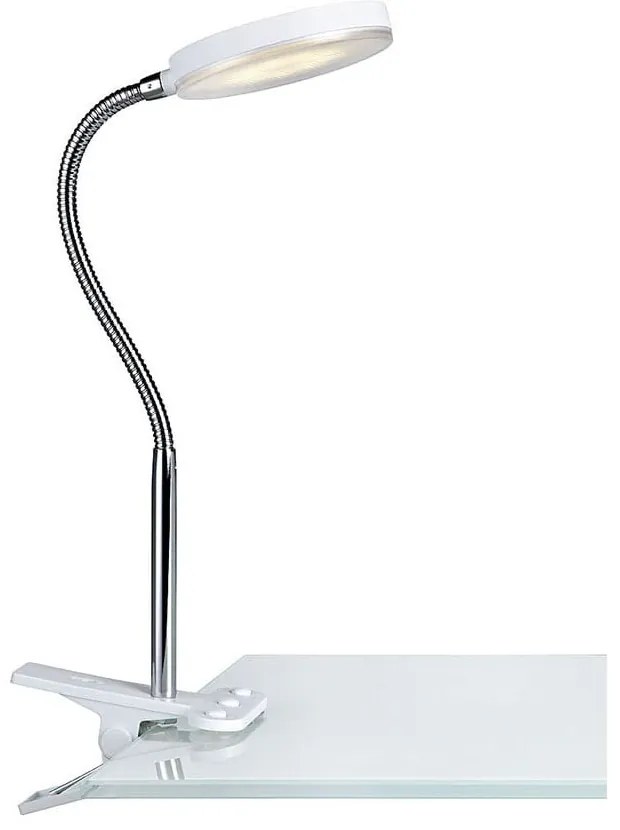 Biała lampa stołowa LED z klipsem Markslöjd Flex