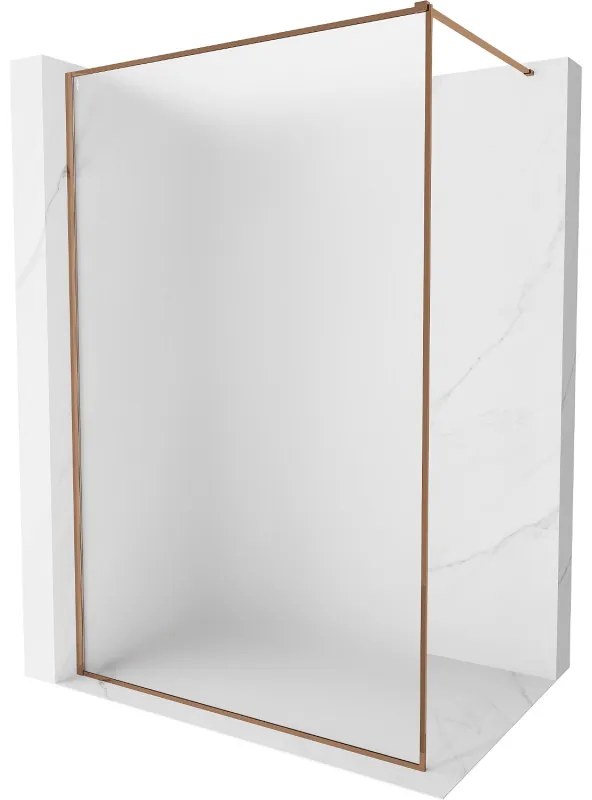 Mexen Kioto-XF ścianka prysznicowa Walk-in z ramką 100 x 202 cm, szron 10 mm, różowe złoto - 800-100-104-60-30-X
