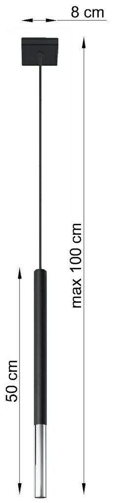 Czarna chromowana pojedyncza lampa wisząca tuba - EX719-Opareo