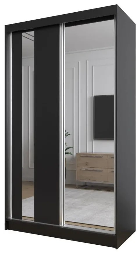 Szafa przesuwna - Greco 120 cm, czarny mat