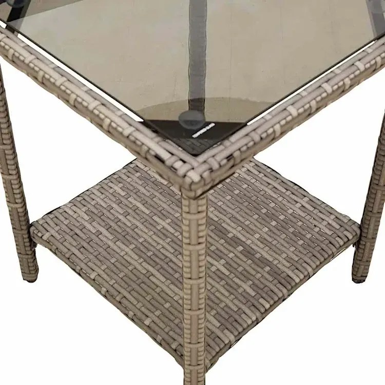 Sofa ogrodowa ze stolikiem szaro granatowa N8-P93