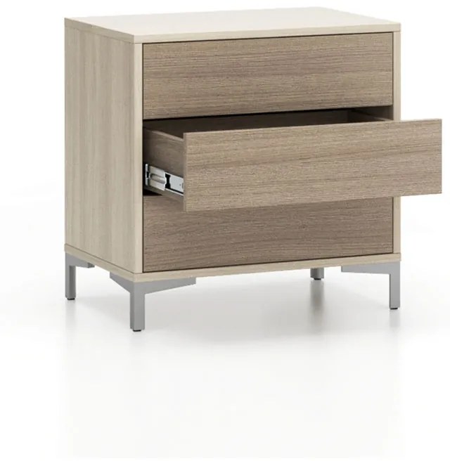 Komoda biurowa z 3 szufladami LAYERS, solidna podstawa, dąb naturalny / dąb bejcowany