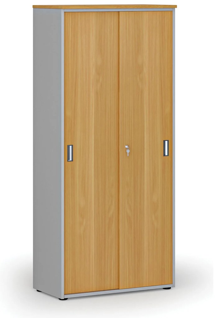 Szafa z drzwiami przesuwnymi PRIMO GRAY, 800 x 420 x 1781 mm, szary/buk