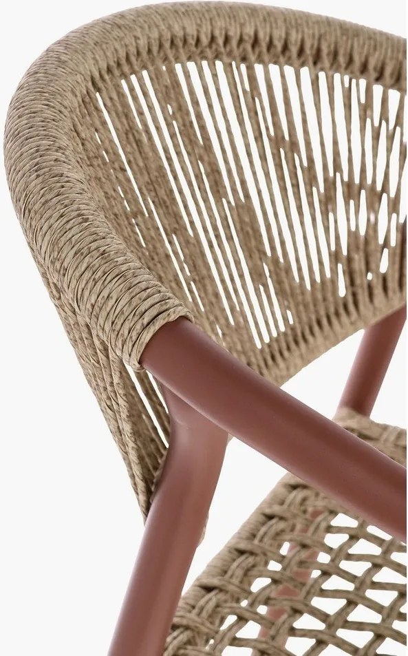 Czerwono-naturalne metalowe krzesło ogrodowe Canarias – Bizzotto