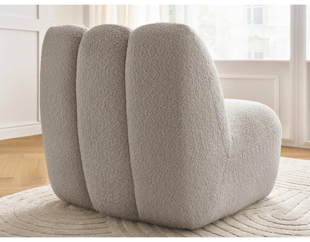 Beżowy fotel z materiału bouclé Janissaire – Bobochic Paris