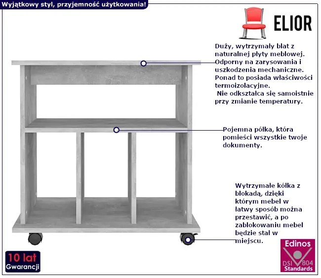 Kontener biurkowy w kolorze szarego betonu G5-F87