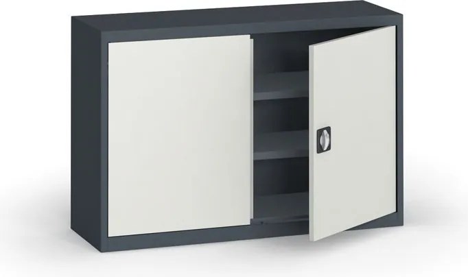 Szafa metalowa, 800 x 1200 x 400 mm, 2 półki, grafitowy / szary