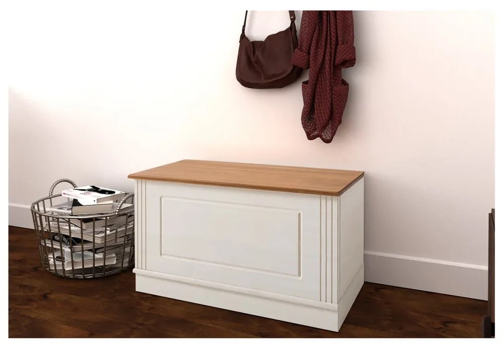 Biała skrzynia z litego drewna sosnowego 80x45 cm Anita – Støraa