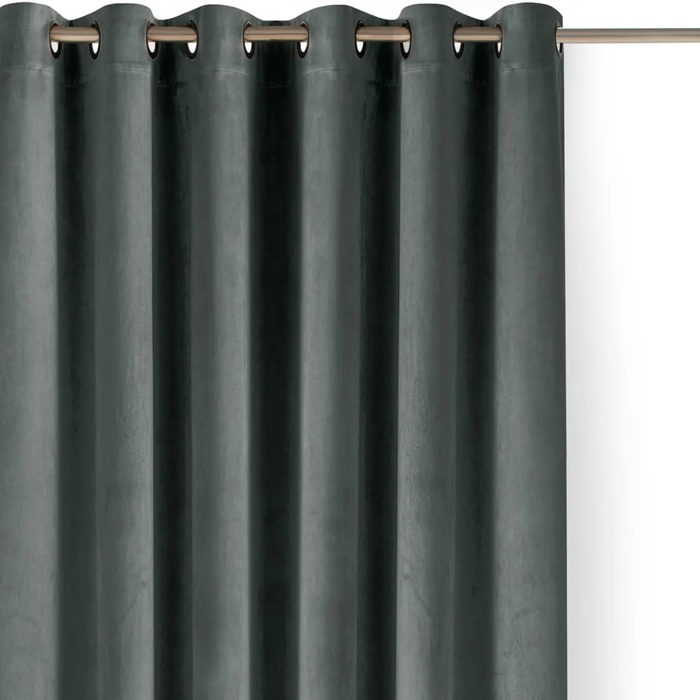 Ciemnoszara aksamitna zasłona częściowo zaciemniająca (dimout) 400x300 cm Velto – Filumi