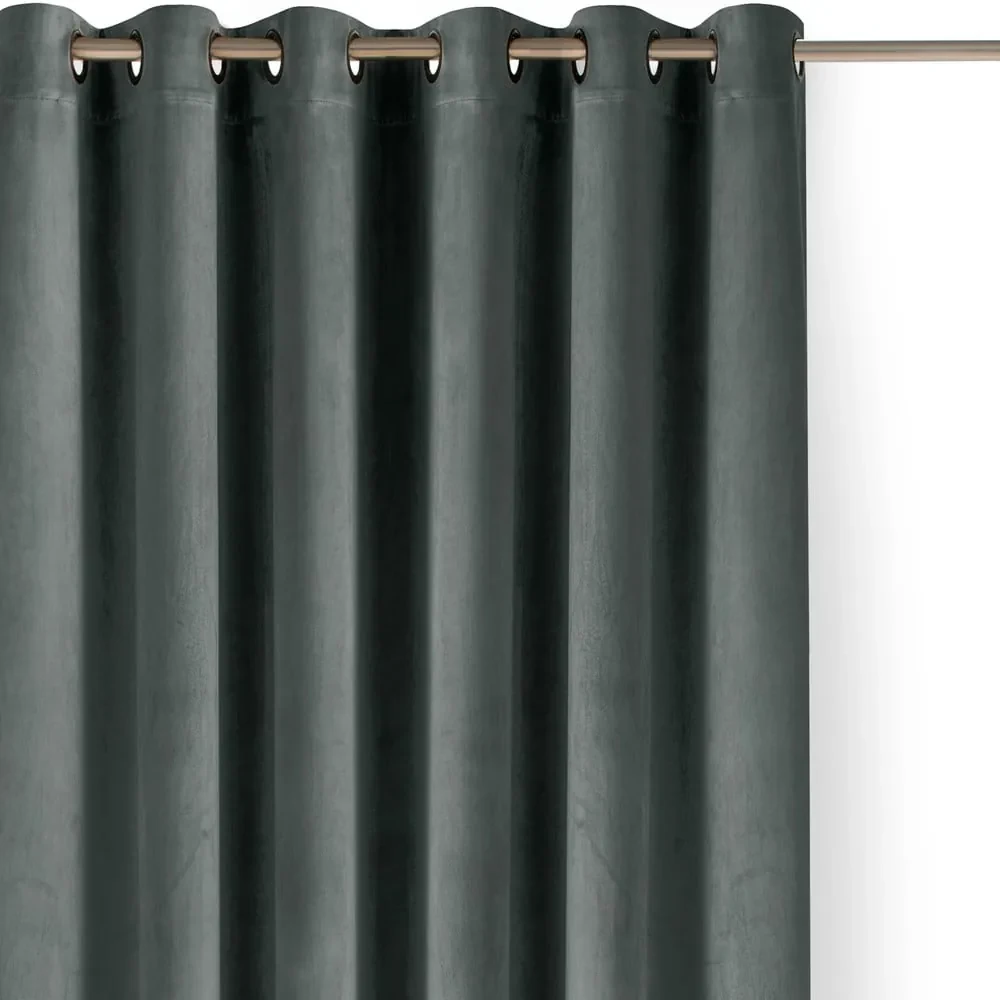 Ciemnoszara aksamitna zasłona częściowo zaciemniająca (dimout) 400x300 cm Velto – Filumi