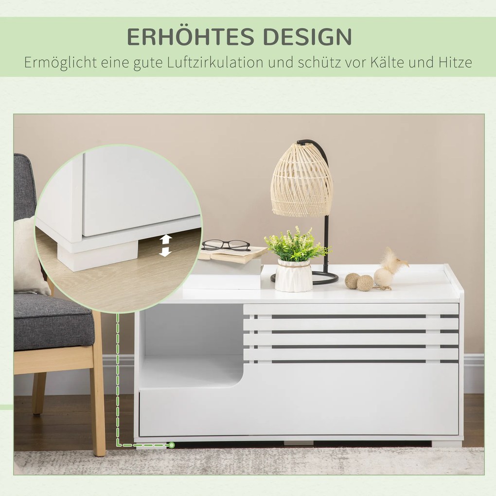 PawHut Szafka dla kota z 2 półkami 2-w-1 drzwi magnetyczne MDF białe