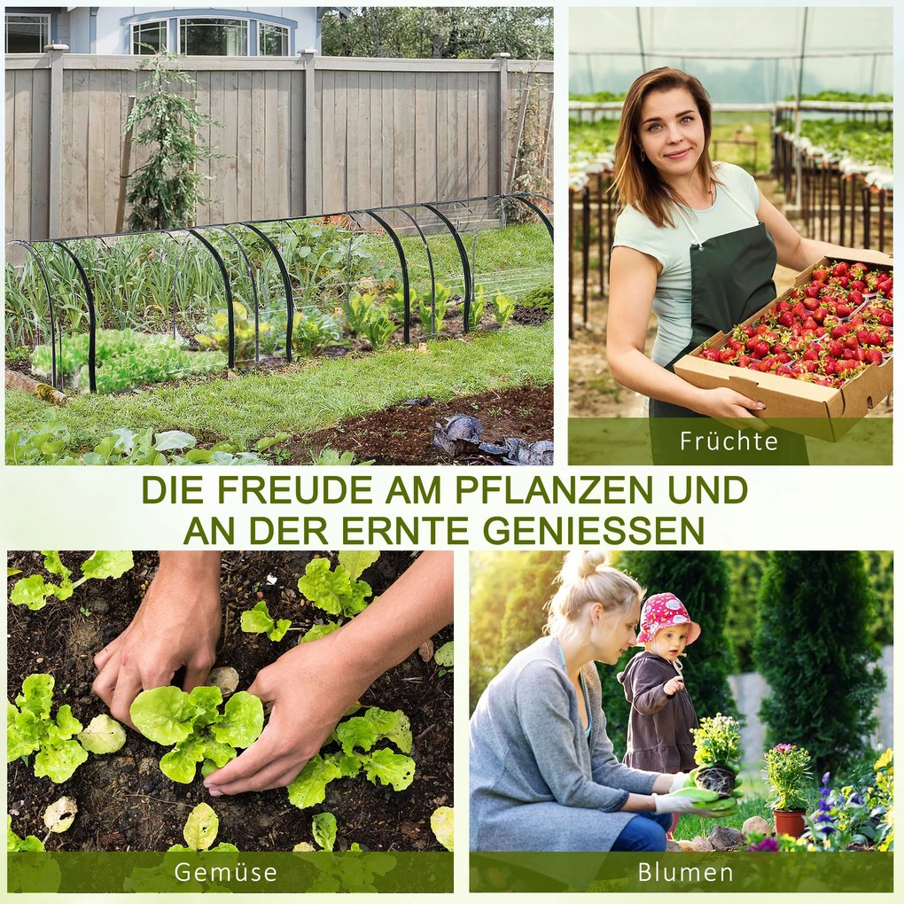 Outsunny Szklarnia, szklarnia z drzwiami, tunel foliowy, dom dla roślin, hodowla roślin, stal, plastik, 350 x 100 x 80 cm, Zielony