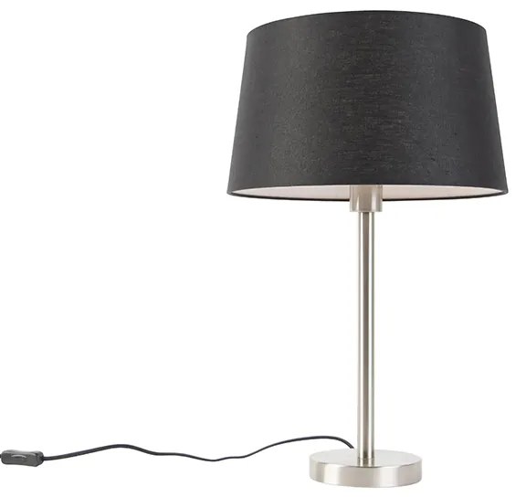 Nowoczesna lampa stołowa ze stali z czarnym kloszem 35 cm - Simplo