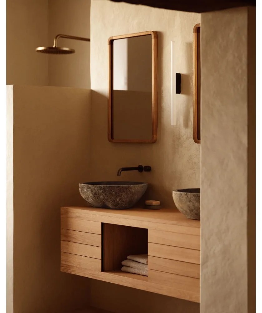 Niska wisząca szafka pod umywalkę z litego drewna tekowego 120x40 cm Yenit – Kave Home