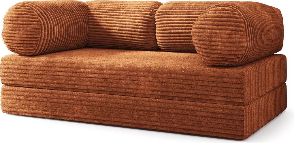 Masseno Sofa piankowa ALVIO z funkcją spania, Kanapa z pianki do salonu, Bezmontażowa, Tkanina sztruksowa – Brązowy TILIA 52