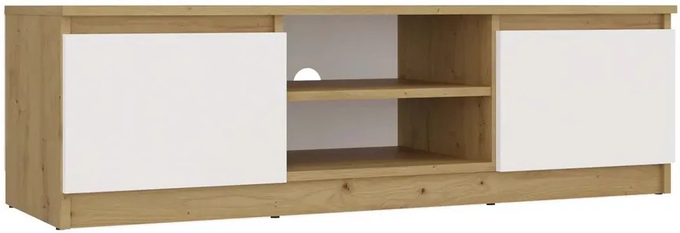 Szafka RTV dąb artisan + biały 120 cm T3-R80