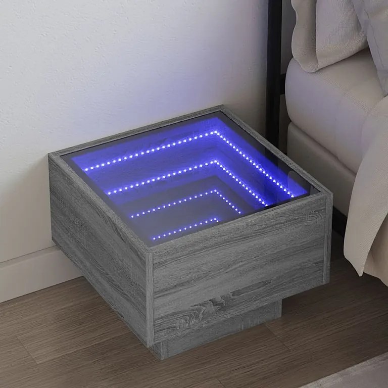Szafka nocna LED Infinity Sonoma szary 40x40x30 cm z odpornego na wilgoć drewna inżynieryjnego