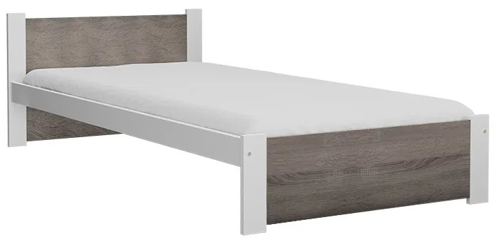 Łóżko IKAROS 90 x 200 cm, biały/dąb truflowy Stelaż: Ze stelażem listwowym rolowanym elastycznym, Materac: Materac Sommera 18 cm