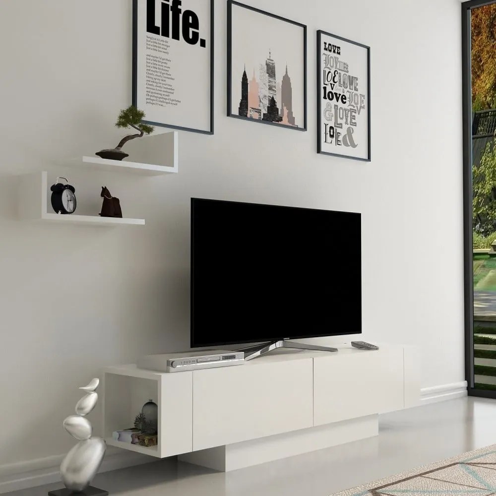 Biały zestaw pod TV 150x42 cm Matera – Zena Home