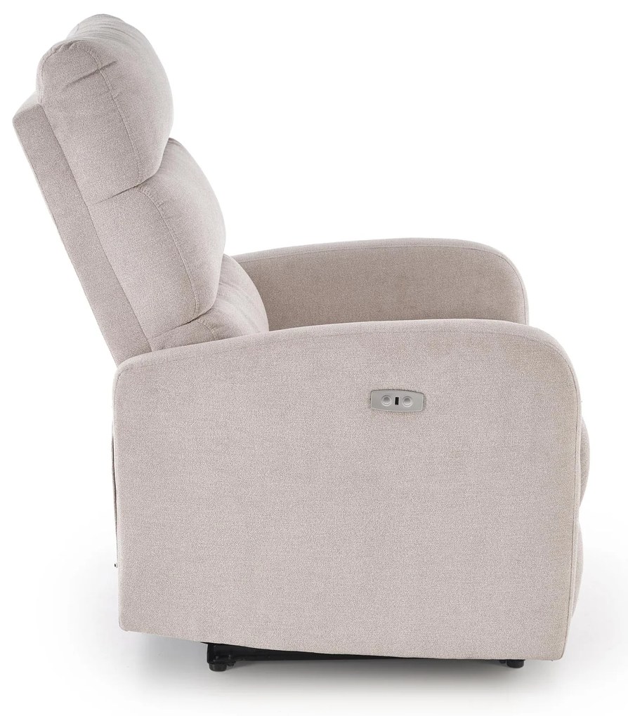 Fotel wypoczynkowy elektryczny rozkładany z masażerem beżowy CARINIO