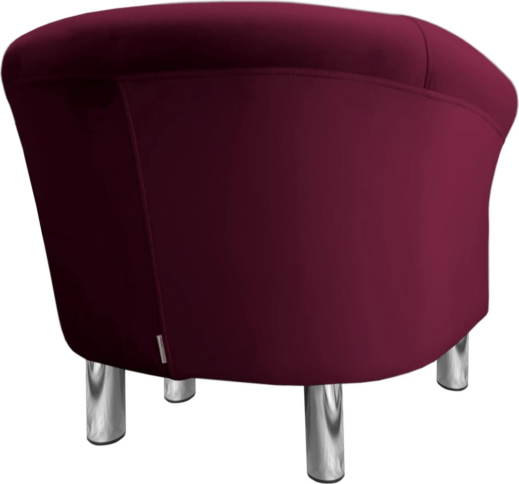 Fotel Milo tkanina Welur wygodny fotel tapicerowany do salonu i sypialni : Kolor nogi - Chrom, Kolor tkaniny - VELVET - MG02, Wysokość nogi - 15 cm