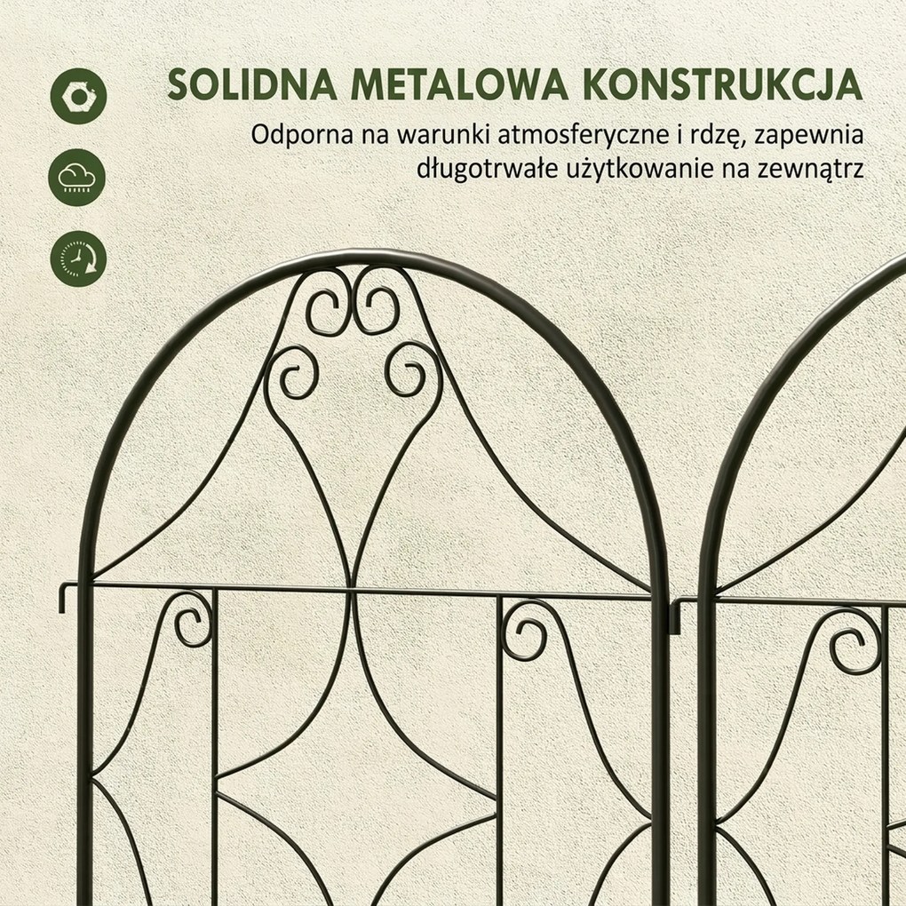Outsunny Pergola Metalowa 2 szt. Wkopywana, Antykorozyjne Wsparcie dla Roślin Pnących 50x150 cm, Czarna