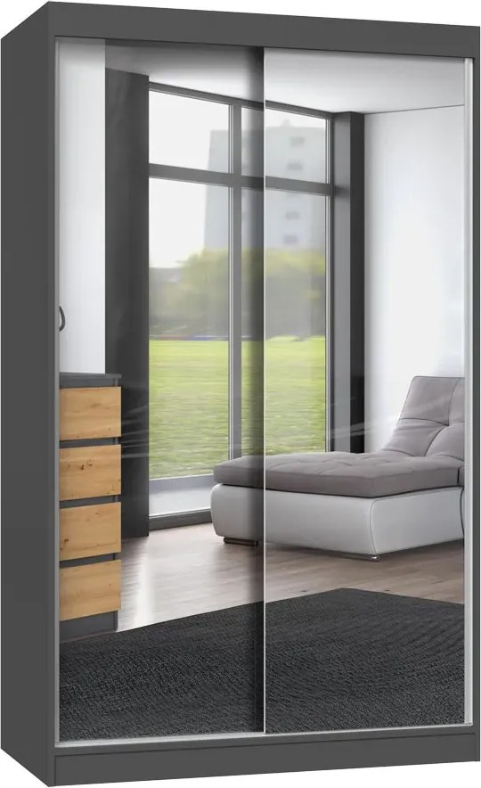 Lustrzana szafa przesuwna 120 cm dąb artisan antracyt Z9-W25