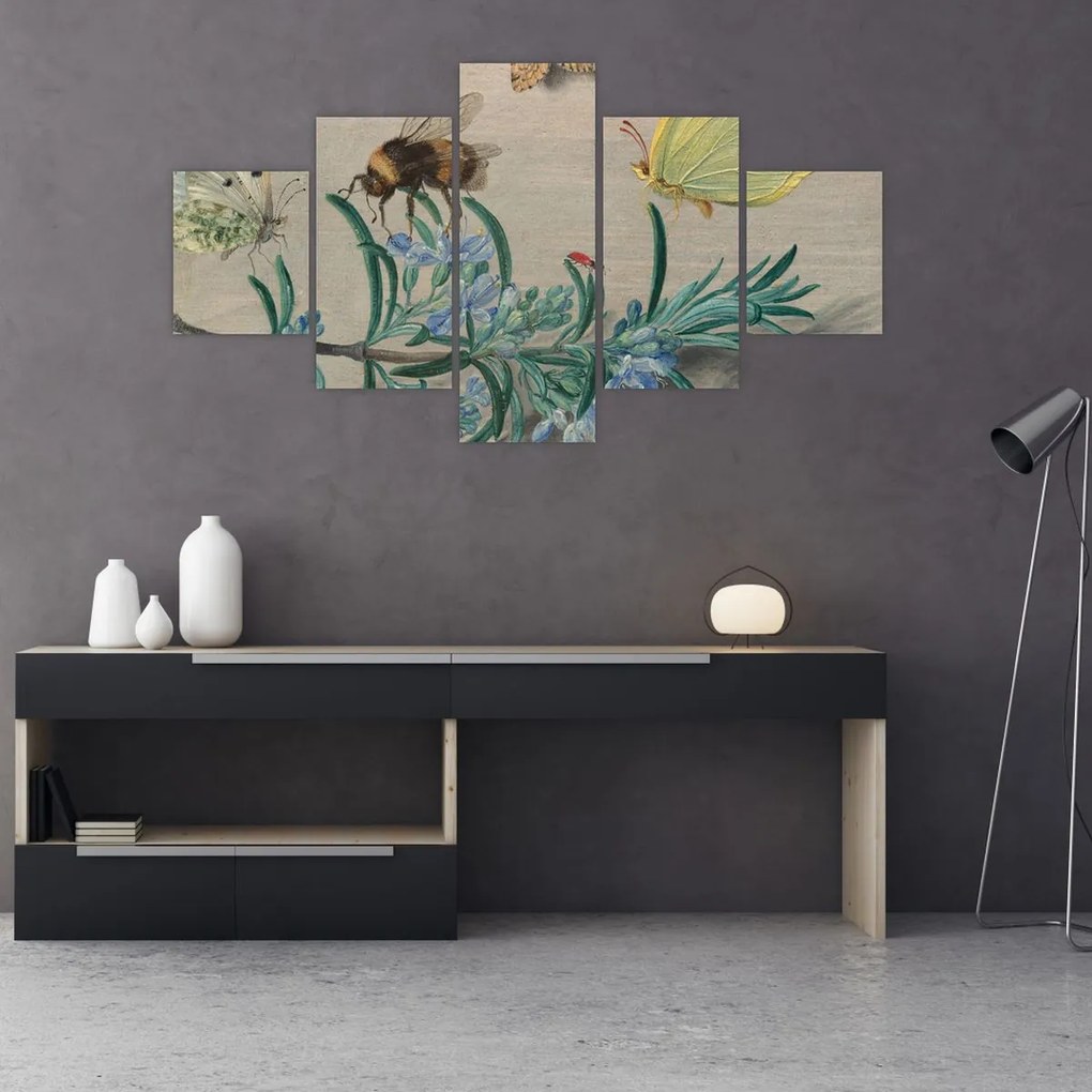 Obraz - Jan van Kessel the Elder, Insects and a Sprig of Rosemary, reprodukcje (125x70 cm)