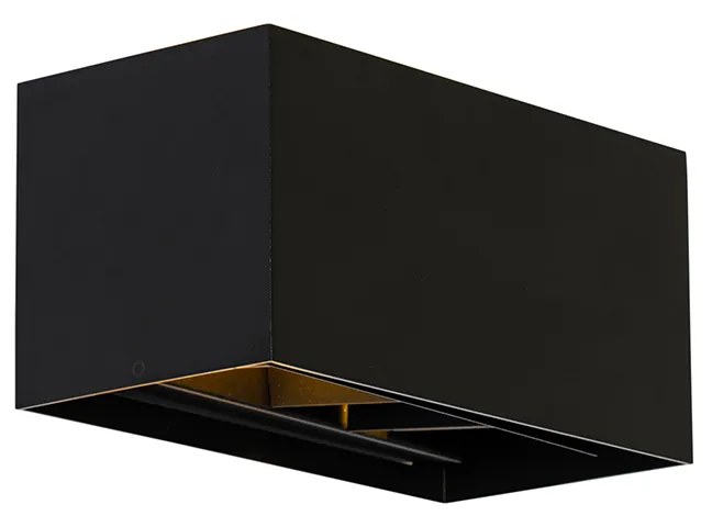 Nowoczesna lampa ścienna czarna prostokątna 2-światłowa - Edwin