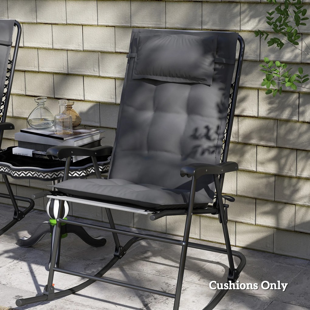 Outsunny Zestaw 2 Wodoodpornych Poduszek na Leżak Ogrodowy, Ciemnoszary 50x116x5 cm