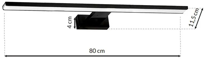 Czarny kinkiet łazienkowy - 15W 80x11,5x4 cm M6-C89
