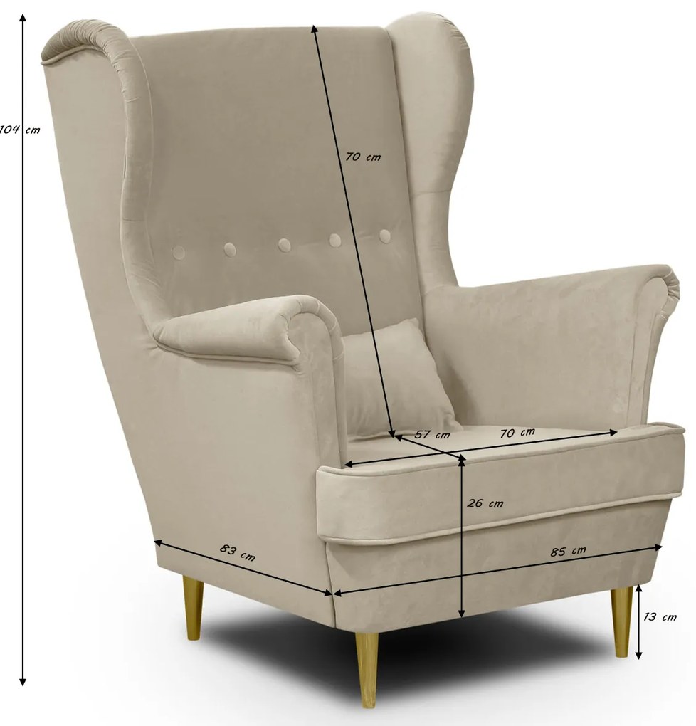 Fotel skandynawski Uszak Golden Czarny