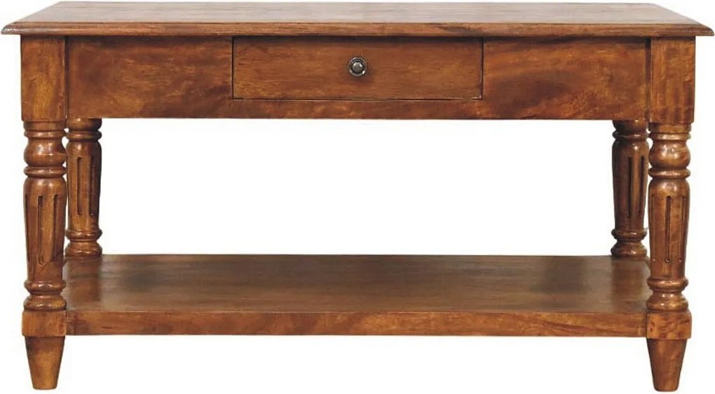 Artisan Furniture Stolik kawowy z 2 szufladami i toczonymi nogami z drewna kasztanowego