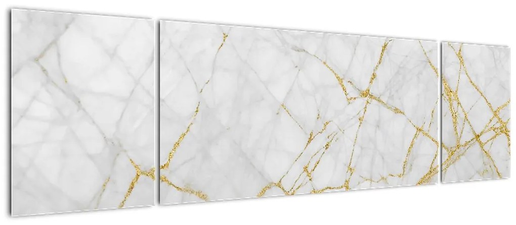 Obraz - Biało - złoty marmur (170x50 cm)