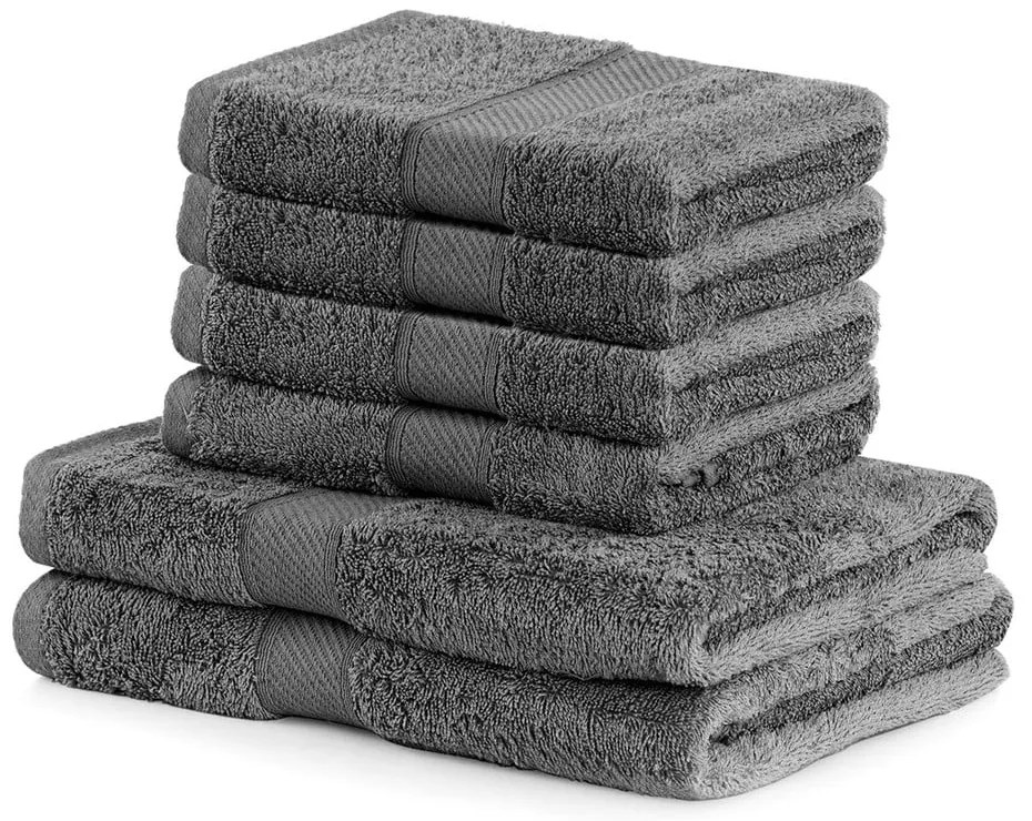 Komplet 6 ręczników DecoKing Bamby Charcoal