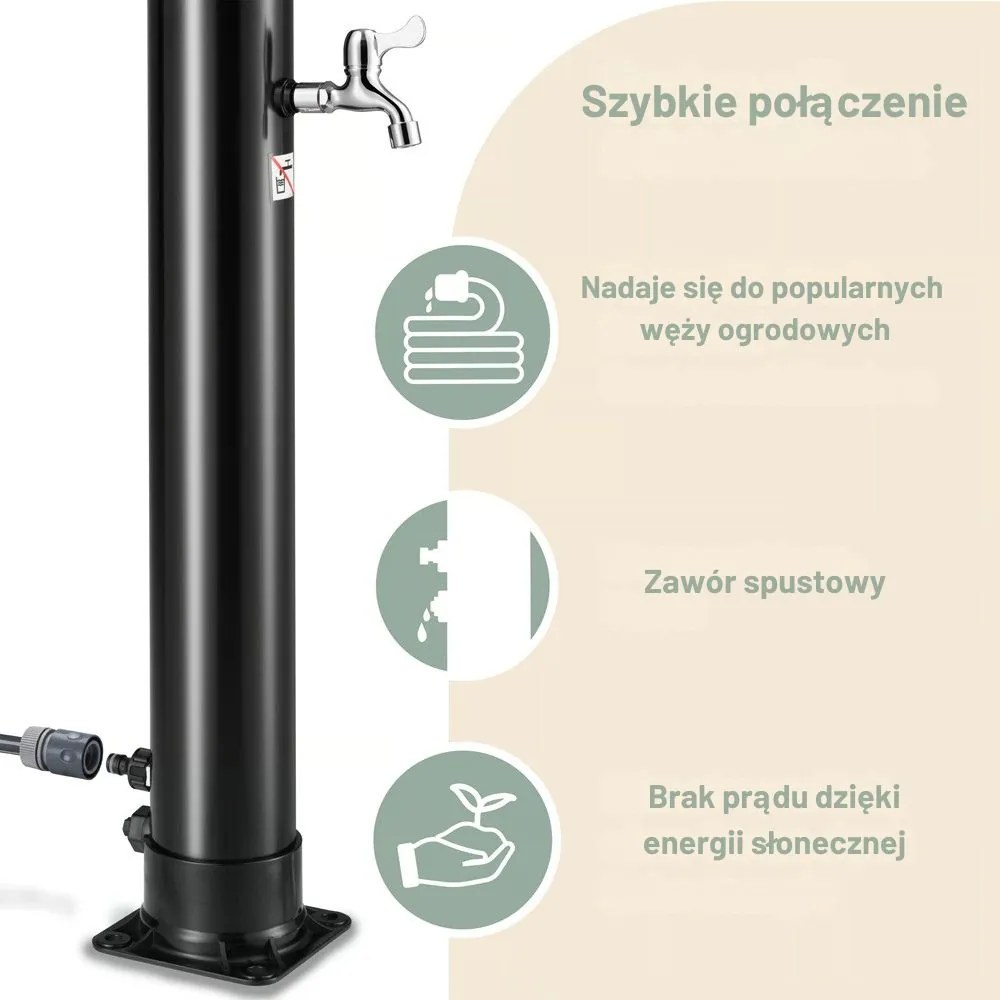Prysznic solarny BOW, 20l, czarny Monzana