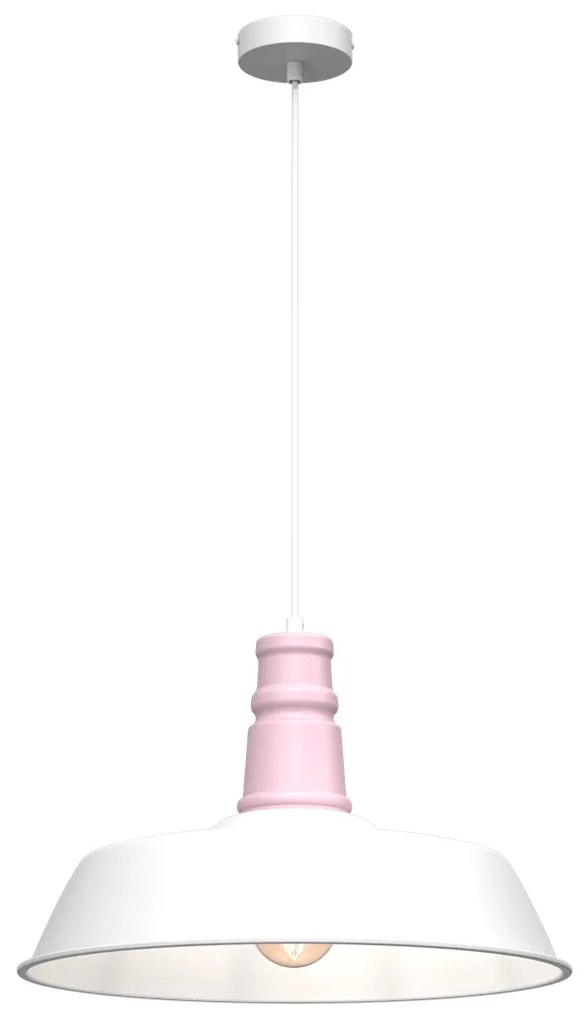 Lampa wisząca ENZO WHITE/PINK 1xE27, biała, różowe, pojedyncza