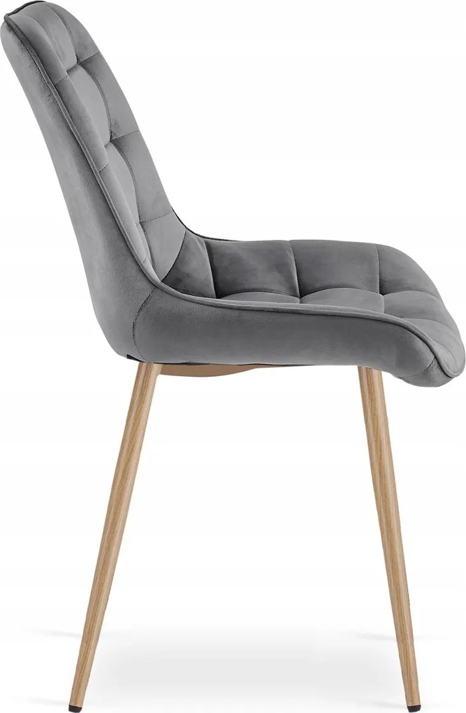 Szare krzesło do kuchni BERA aksamitne