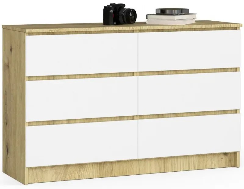 Komoda do salonu dąb artisan + biały - Wiki 5X